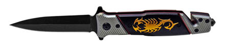 4.75" Spring Assist Scorpion Folding Knife - Black & Gunmetal