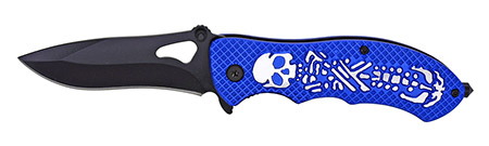 4.5" Spring Assist Skeleton Folding Knife - Blue