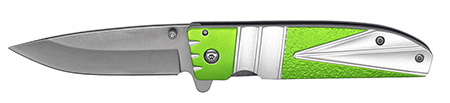 4.5" Spring Assist Folding Knife - Green & Silver