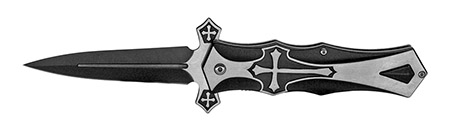 5" Spring Assisted Cross Folding Knife - Black