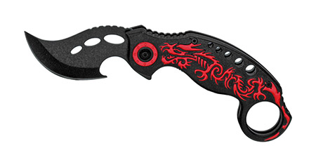 5" Spring Assisted Dragon Knife - Red
