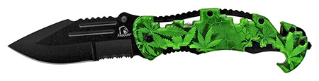 4.75" Spring Assisted Folding Knife - Green Leaf Camo