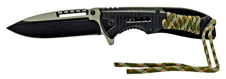 4.75" Spring Assisted Paracord Folding Knife - Black