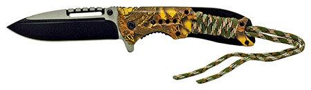 4.75" Spring Assisted Paracord Folding Knife - Yellow Camo