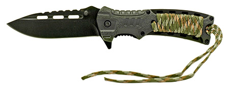 4.75" Spring Assisted Paracord Sport Knife - Black