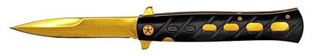 5" Spring Assisted Folding Knife - Black and Gold