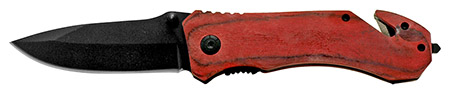 4.75" Woodsman Spring Assisted Folding Knife - Red Wood