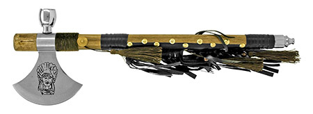 19.13" Tomahawk Peacepipe - Beaded and Frilled Handle