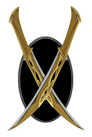 19.25" Fantasy Twin Swords with Wall Mount Plaque