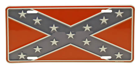 Confederate Flag Tin License Plate