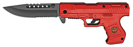 4.5" Spring Assist Fire Fighter Pistol Folding Knife - Red