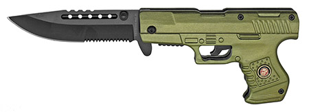 4.5" Spring Assist Marines Pistol Folding Knife - Green