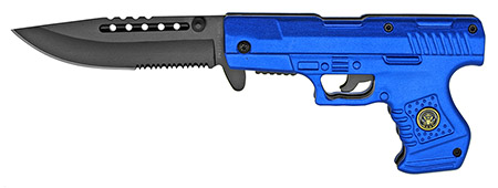 4.5" Spring Assist Navy Pistol Folding Knife - Blue