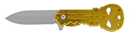 3.63" Skull Key Folding Knife - Gold