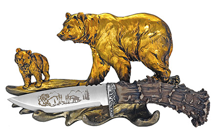 8" Hunting Knife with Display - Bear