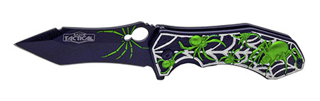 4.5" Spring Assist Spider Web Folding Knife - Green