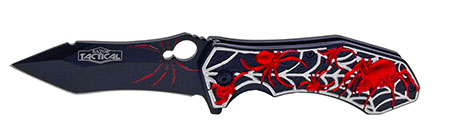 4.5" Spring Assist Spider Web Folding Knife - Red