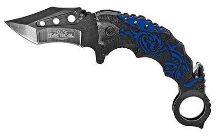 5" Spring Assist Dragon Scale Folding Knife - Blue