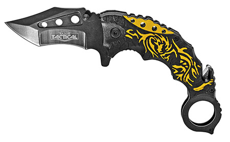5" Spring Assist Dragon Scale Folding Knife - Gold