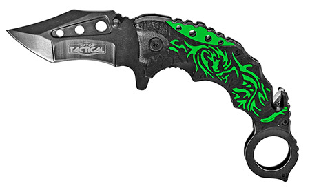 5" Spring Assist Dragon Scale Folding Knife - Green