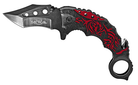 5" Spring Assist Dragon Scale Folding Knife - Red