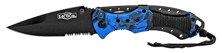 4.75" Spring Assisted Folding Tactical Knife - Blue Camo