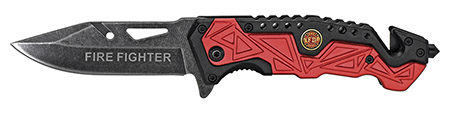 4.5" Spring Assist Fire Fighter Folding Knife - Red