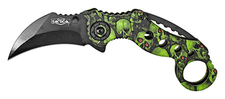 5" Spring Assist Folding Knife - Green Skull Camo