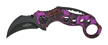 5.25" Spring Assisted Tactical Knife - Purple Camo