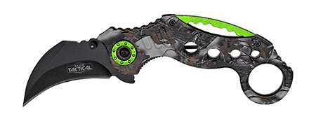 5.25" Spring Assisted Tactical Knife - Woodland Camo