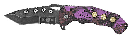 4.75" Spring Assist Bullet Folding Knife - Purple Tree Camo