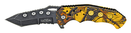 4.75" Spring Assisted Bullet Catcher Knife - Woodland Camo