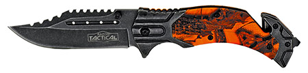 4.75" Spring Assisted Knife - Orange Woodland Camo