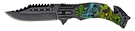 4.75" Spring Assisted Tactical Knife - Snake Camo
