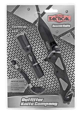 4.5" Spring Assist Folding Knife with Tactical Flashlight - Black