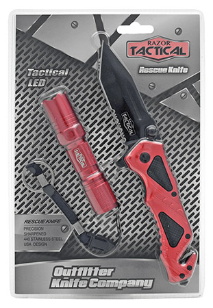 4.5" Spring Assist Folding Knife with Tactical Flashlight - Red