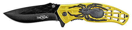 4.5" Spring Assisted Folding Spider Knife - Yellow
