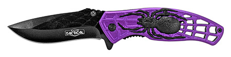 4.5" Spring Assisted Folding Spider Knife - Purple