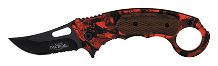 5" Spring Assisted Tactical Knife - Orange Camo