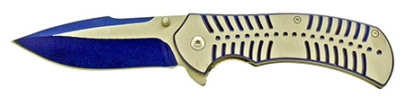 4.75" Spring Assisted Stainless Steel Folding Knife - Blue