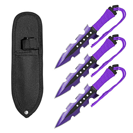 3-pc. Jagged Dagger Point Throwing Knives - Purple