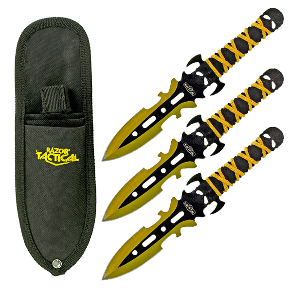 3-pc. Skull Throwing Knives - Yellow