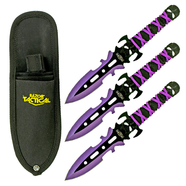 3-pc. Skull Throwing Knives - Purple