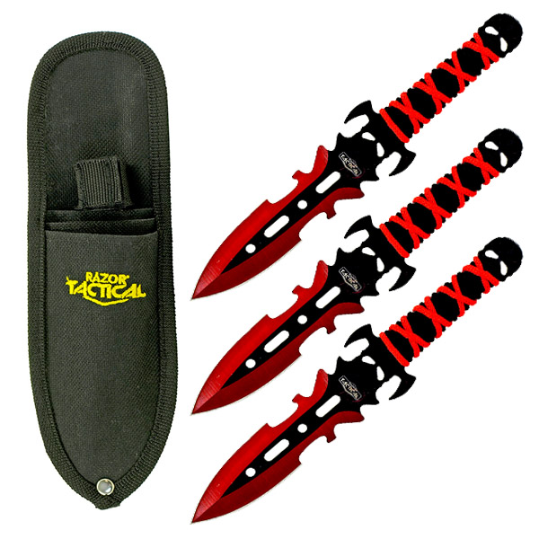 3-pc. Skull Throwing Knives - Red