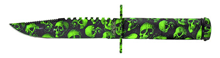 8.5" Combat Knife - Green Skull