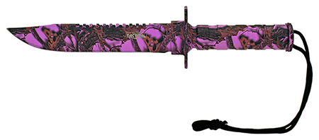 13.5" Survival Knife - Purple Woodland Camo