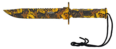 13.5" Survival Knife - Yellow Woodland Camo