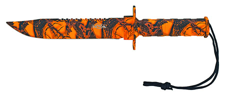 13.5" Survival Knife - Orange Woodland Camo
