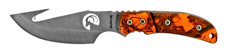 8.5" Hunting Knife with Gut Hook - Orange Camo