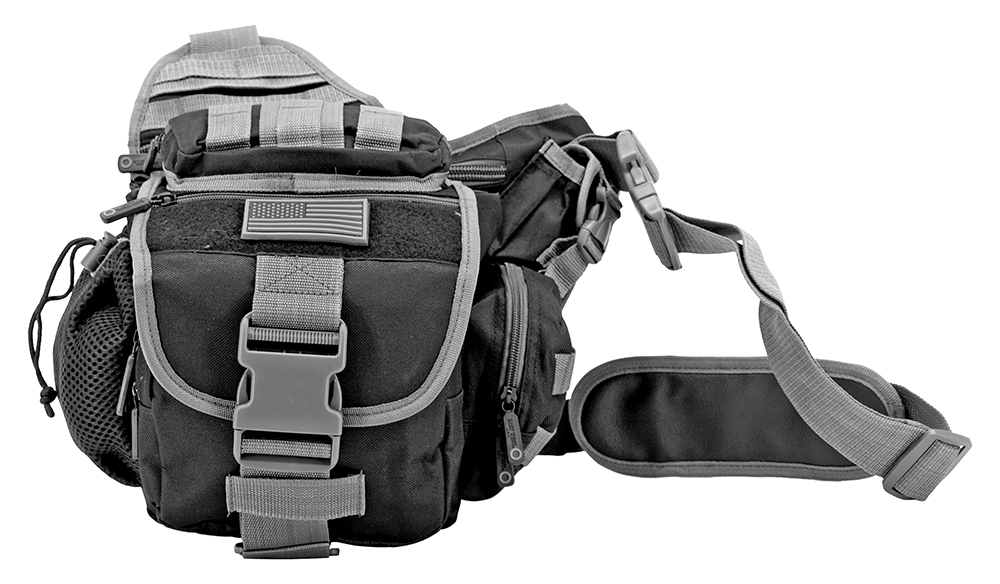Trail Walker Tactical Over Shoulder Hip Day Bag - Black and Grey